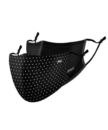 P.A.C.Lightweight 2 Pack Premium Community mask mouth & nose mask makeshift mask super thin everyday mask washable up to 90 easy to raise Oeko-Tex 100 reusable unity size white dots + total black