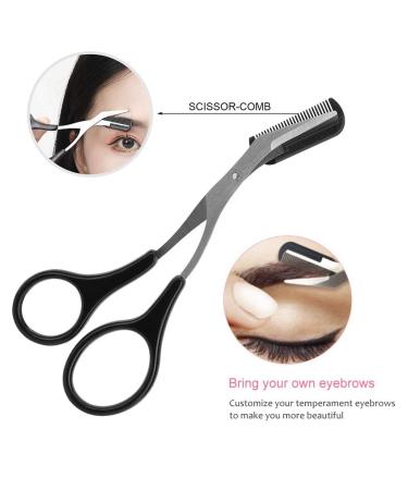 5PC Eyebrow Care Set - Professional Tweezers Curved Scissors & Shaving Brushes for Everyday & Travel Use - Durable Stainless Steel - Buy Online on SooperMarket.com