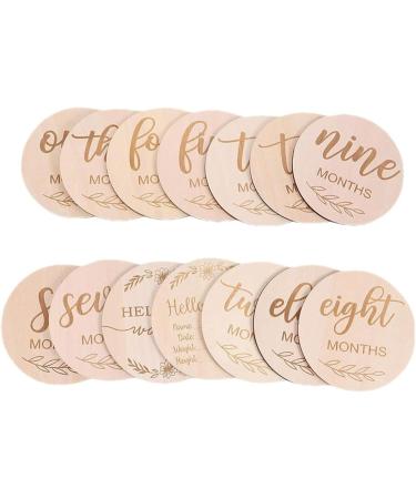 Joy Depot 12-Piece Baby Monthly Wooden Cards and Discs Set for Newborns | Double-Sided Milestone Photo Props | Baby Shower Gift | 0-12 Months Growth Recording - Buy Online on SooperMarket.com