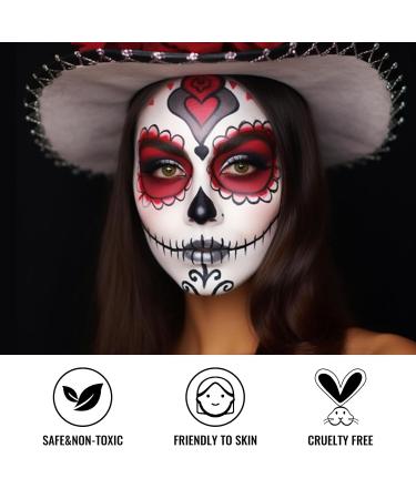 Buy Black White Red Face Paint Kit - Includes 3 Sponges & Brush | Perfect for Baseball Softball Halloween Makeup Cosplay & Theme Parties - Buy Online on SooperMarket.com