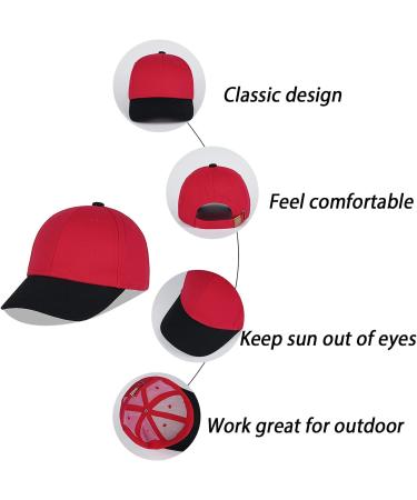 LANGZHEN 100% Cotton Kids Baseball Cap Hat | Adjustable Sun Hat for Girls Boys 2-4 Years | Black Red - Buy Online on SooperMarket.com