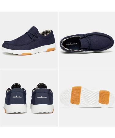 OrthoComfoot Men's Slip-On Arch Support Boat Shoes - Plantar Fasciitis Relief, Comfortable Walking Loafers - Navy, Size 11W - Buy Online on SooperMarket.com
