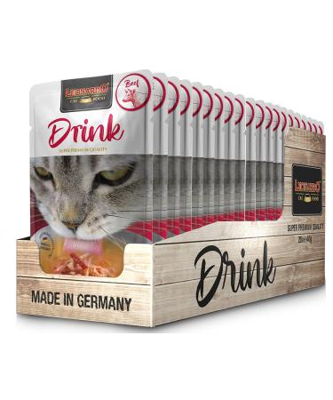 Leonardo Drink Beef 20x40g multipack variety beef Cat drink |Cereal -free meat broth with strips of meat |Supplementary feed for cats