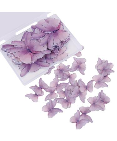 Butterfly Cupcake Topper Asudaro 3D Butterfly Cupcake Toppers Edible Butterfly Cake Cupcake Decoration for Birthday Wedding Fairy Party Butterfly Wall Sticker Decal One Size Purple