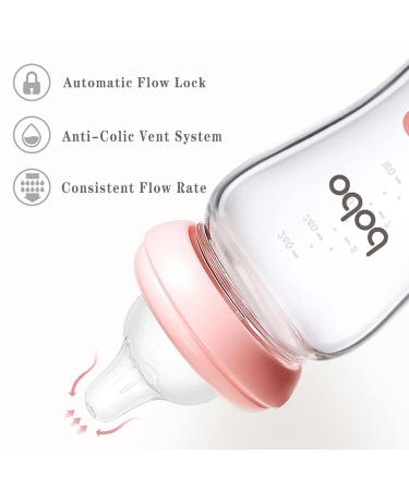 YOHKOH Natural Glass Baby Bottle Set - Anti-Colic, Wide Neck, Newborn Gift Set (3.4oz, Pack of 2) Red - Buy Online on SooperMarket.com