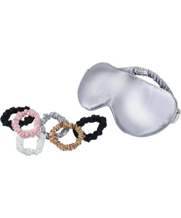 Belle De Nuit Silk Sleep Mask & Chouchou Silk Hair Scrunchies Gift Set - 100% Mulberry Silk - Toffee - Buy Online on SooperMarket.com