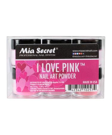 6PC Mia Secret Colored Acrylic Nail Art Powder Collection - I LOVE PINK  6PC
