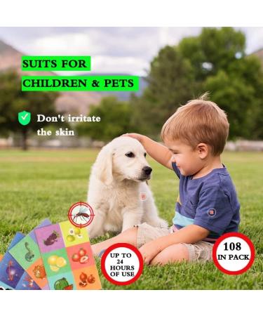 Cute Natural Mosquito Patches Stickers for Child Adult Home Outdoor Camping Travel Hiking Chemical Free Long Lasting Protection 108Pack - Buy Online on SooperMarket.com