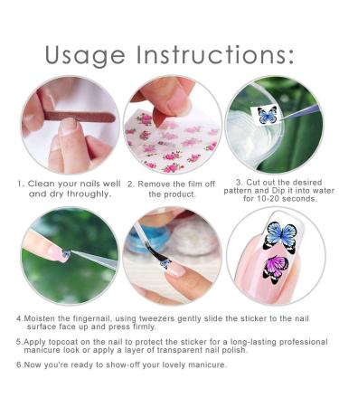 Macute Nail Decals: 24 Sheets Water Transfer Nail Stickers - Assorted Floral & Flamingo Patterns for Women's Fingernail Decorations and Manicures - Buy Online on SooperMarket.com