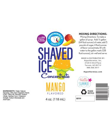Mango Shaved Ice & Snow Cone Flavor Concentrate - 4 fl oz (Makes 1 Gallon Syrup) - Buy Online on SooperMarket.com