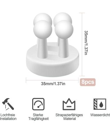 OSORD 8-Pack Silicone Toothbrush Holder & Razor Hooks - Self-Adhesive Multi-Purpose Bathroom Organizers | White - Buy Online on SooperMarket.com