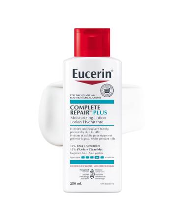 EUCERIN Complete Repair Plus Moisturizing Lotion for Very Dry Rough Skin 10% Urea Lotion Ceramide Lotion Non Comedogenic and Non Greasy Body Lotion Fragrance Free Dermatological Skin Care 250mL Unscented 250 ml (Pack of 1)