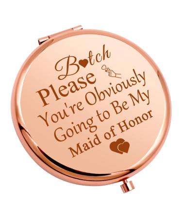 Gevody Bridesmaid Thank You Gift for Women Bridal Shower Gift Wedding Gift Compact Makeup Mirror Maid of Honor Gift from Bride Friends Sister Appreciation Gift Friendship Gift Pocket Makeup Mirror