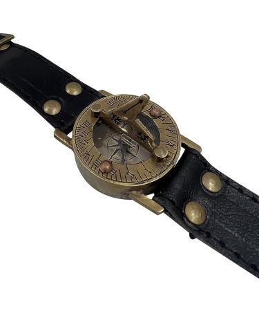 Vintage Antique Sundial Compass with Leather Band - Handmade Nautical Camping and Boating Gift Compass - Buy Online on SooperMarket.com
