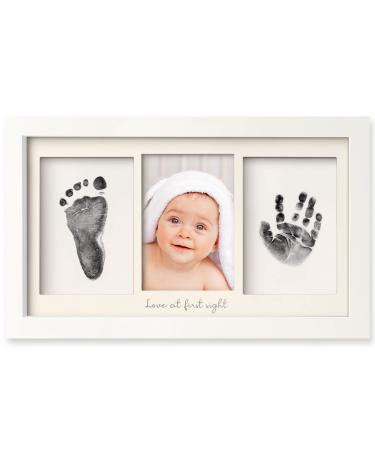 Inkless Baby Hand And Footprint Kit Frame - Personalized Baby Picture Frame for Newborn - Mess Free Baby Frame - Baby Keepsake - Baby Footprint Kit Handprint Kit - Baby Shower Gifts (Alpine White)