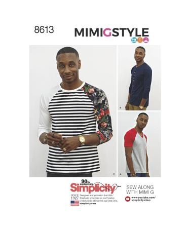 Simplicity US8613A Men's Knit Long Short Sleeve Shirt Patterns by Mimi G Style, Sizes XS-M, White
