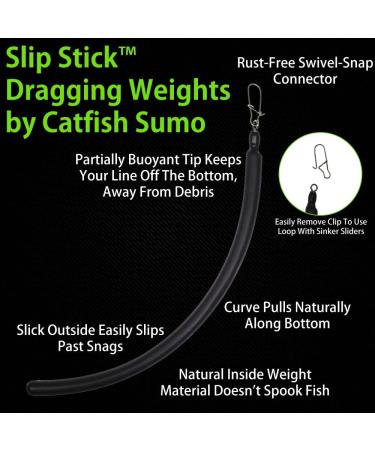 Slip Stick Dragging Weights 2oz 5-Pack - Curved Flexible Sinkers for Trolling, Drift, Bottom Bouncing - Buy Online on SooperMarket.com