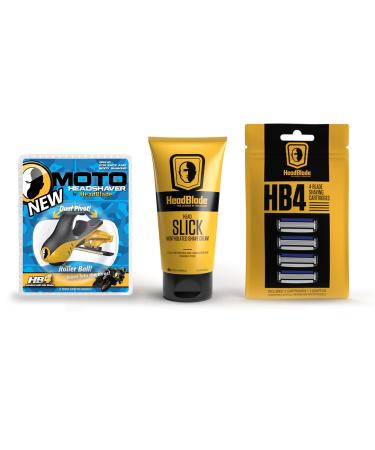 Moto Men's Head Shaving Starter Kit - Includes HeadSlick Shaving Cream, Razor, and Blade Refills (5oz) - Buy Online on SooperMarket.com