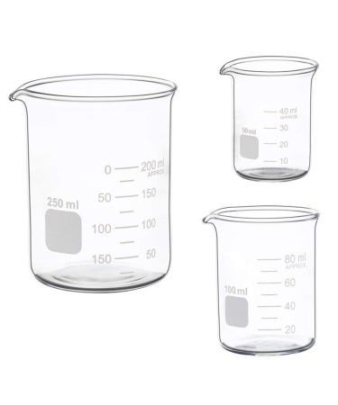 Glass Measuring Low Form Beaker Set 50ml 100ml 250ml Glass Graduated Beaker Set 50ml+100ml+250ml