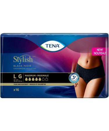 Tena Stylish Black underwear maximum Absorbency Large 16 Count L (16 Count) - Buy Online on SooperMarket.com