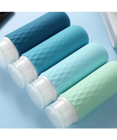 Gemice Travel Bottles for Toiletries CAA Approved 90ml Silicone Travel Bottles BPA Free Leak Proof Squeezable Travel Size Containers Travel Accessories for Shampoo Conditioner Lotion (4 Pack) Blue - Buy Online on SooperMarket.com
