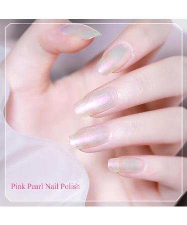 Pink Pearl Nail Polish - Shimmer Mermaid Nail Polish - Pearlescent Shell Pearl Pink Nail Polish - Polarized Glitter Nail Polish Quick Dry Long-Lasting Breathable Nail Varnish - No UV Needed - Buy Online on SooperMarket.com