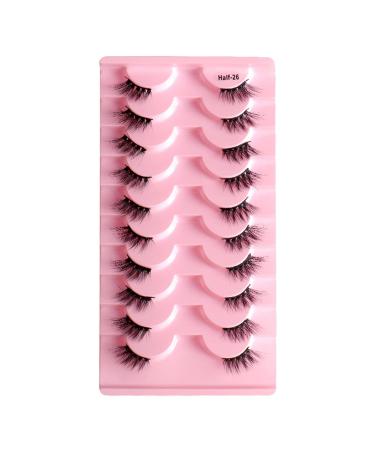 Eyelash Package Trays High Imitation 10 Pairs of Half Eye Eyelashes Grafting Eyelashes Curling Eyelashes Small Eyelash Curler D One Size
