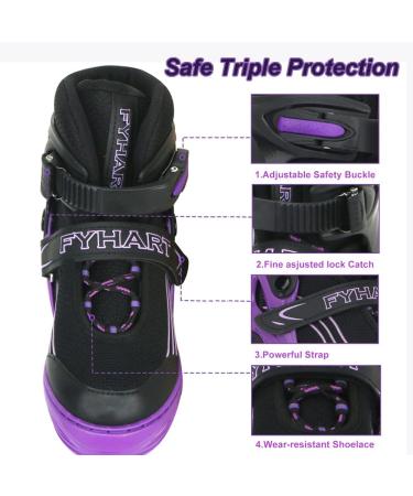 Adjustable Kids Inline Skates | Purple&Black Roller Blades | Light-Up Wheels | Beginner Outdoor & Indoor Skates for Boys & Girls | Medium-Big Kid Size - Buy Online on SooperMarket.com