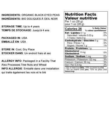 Organic Black-Eyed Peas 5 Pounds - Raw Dried Cow Peas Non-GMO Kosher Bulk Beans | Product of USA - 5lb Pack - Buy Online on SooperMarket.com