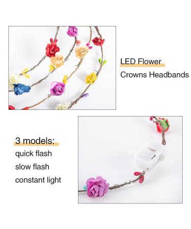 20-Piece LED Flower Crowns Headbands for Women - Light Up Garlands for Wedding, Beach Party, Halloween & More - Buy Online on SooperMarket.com