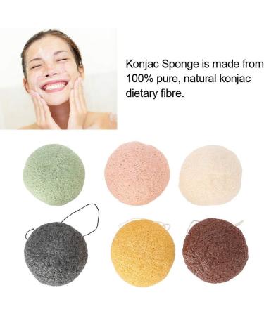 Filfeel 6-Piece Konjac Facial Sponge Set - Gentle Exfoliating & Cleansing Sponges for Skin Care - Round Shape - Buy Online on SooperMarket.com