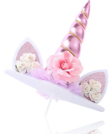 Unicorn Cake Topper for Girls First Birthday - Pink Horn with Eyelashes - Birthday Party Supplies and Decorations - Buy Online on SooperMarket.com