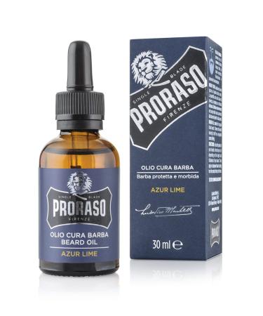 Proraso Beard Oil Azur Lime 30ml Scented Beard Softener for Men Softens and Protects Long Bristly Beards & Promotes Healthy Growth Made in Italy