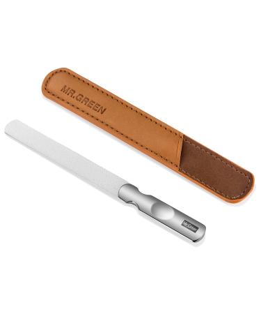 Men's Professional Metal Nail File with Real Leather Case Double-Sided Buffing Nail File with Non-Slip Handle for Women Children Nails Foot and Hand 1 Unit (Lot de 1)