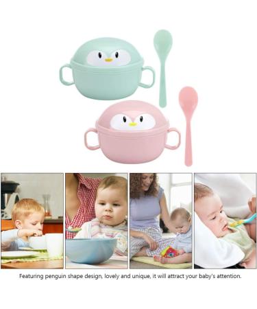 Tomaibaby 2 Sets Stainless Steel Baby Feeding Bowls with Spoons - Penguin Design for Infant Toddler Kids - Buy Online on SooperMarket.com