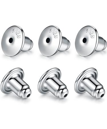 Catinee Locking Earring Backs For Studs,14k Plated White Gold Earrings Back For Studs Secure,Hypoallergenic Earring Backs Apply To Earring Backs For Droopy Ears(6pcs/3pair) White Gold 3 Paris