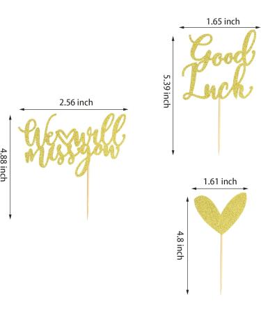 Arthsdite 24Pcs We Will Miss You Cupcake Toppers Glitter Red Love Heart Good Luck Cupcake Picks Retirement Theme Going Away Party Cake Decorations - Gold Glitter Gold Cupcake Toppers - Buy Online on SooperMarket.com