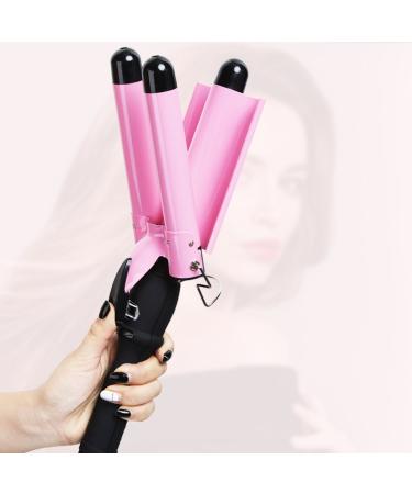 Professional 3 Barrel Curling Iron Hair Waver - 1 Inch Ceramic Curler with LCD Display (Pink) | Perfect for Gorgeous Waves | International Shipping Available - Buy Online on SooperMarket.com
