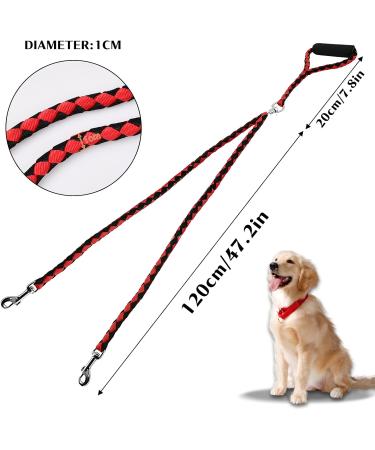 Tibapla Double Dog Leash - Padded Handles for Small Medium & Large Dogs | 10mm x 140cm | Durable Reinforced Design for Running & Training - Ideal for 2 Dogs Yellow - Buy Online on SooperMarket.com