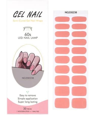 Foyute Semi Cured Gel Nail Strips 20 Pcs Soft Self-Adhesive Gel Nail Polish Wraps Sticker for Salon-Quality Manicure Set Long Lasting Easy to Apply & Remove Nail File & Wooden Stick (Tangerine) - Buy Online on SooperMarket.com