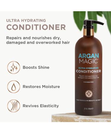 Argan Magic Ultra Hydrating Conditioner - Repairs Dry Damaged Hair - Improves Hair Health - Color Safe - Made in USA - Paraben & Cruelty Free 32oz - Buy Online on SooperMarket.com