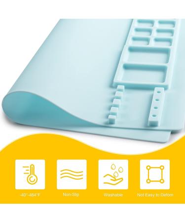Silicone Art Mat with Cup - Painting, Resin Casting, and Crafts - Artist Mat with Pen Holders for Kids - Clay, DIY Creations, Play Doh - Blue - Buy Online on SooperMarket.com