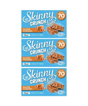 3 x 5pk Salted Caramel Bars Crunchy Low 70 calories Light Breakfast Snack Biscuits