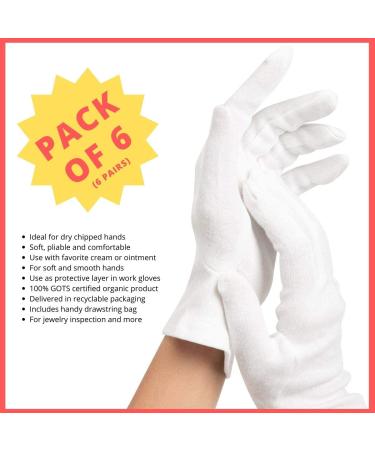 Organic Cotton Eczema Gloves for Dry Sensitive Skin - 6 Pairs | Moisturizing and Soothing Relief - Buy Online on SooperMarket.com