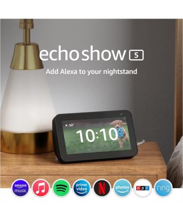 Echo Show 5 (2nd Gen, 2021 release) | Smart display with Alexa and 2 MP camera | Charcoal Charcoal Device only