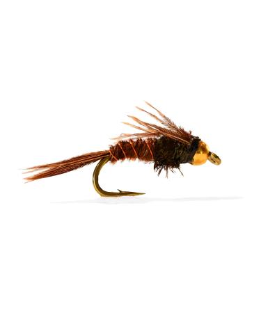 Bead Head Flash Back Pheasant Tail Mayfly Nymph Flies Tied on Mustad Signature Fly Hooks - 12 Flies Hook #12