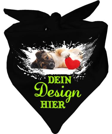 Little Fratz dog triangular scarf personalized with your desired motif (color: black) (size 2 (68 cm)) 68 x 20 black