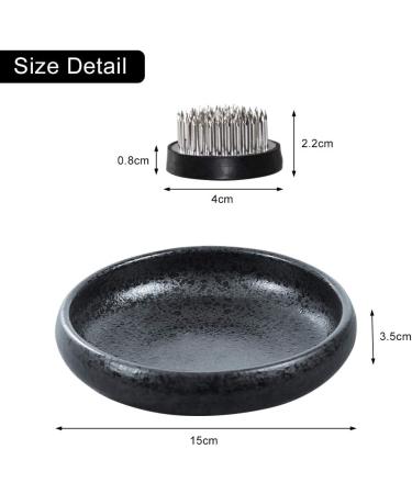 WANDIC Ikebana Flower Vase with Kenzan Flower Frog - Black Spotted | Flower Arrangement Supplies for Home Decoration - Buy Online on SooperMarket.com