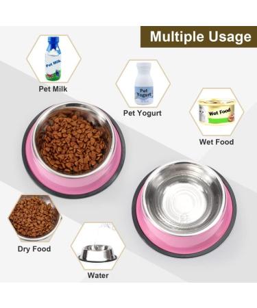 WERFORU 2 Pieces Dog Bowls Stainless Steel Dog Cat Bowls Pet Bowls For Feeding Water and Food Pink Medium Size M (2 Count) A-pink - Buy Online on SooperMarket.com
