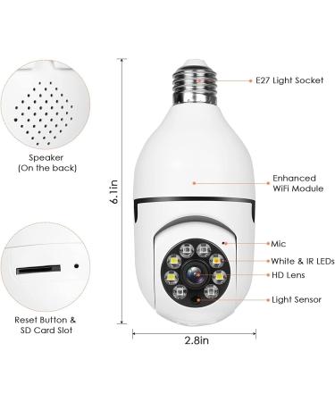 2PCS WiFi Light Bulb Security Camera - 1080P Indoor/Outdoor, 360 View, Smart Motion Detection, Two-Way Audio - Buy Online on SooperMarket.com